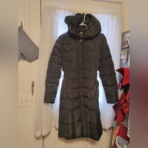 Green long winter coat, Down filled, medium